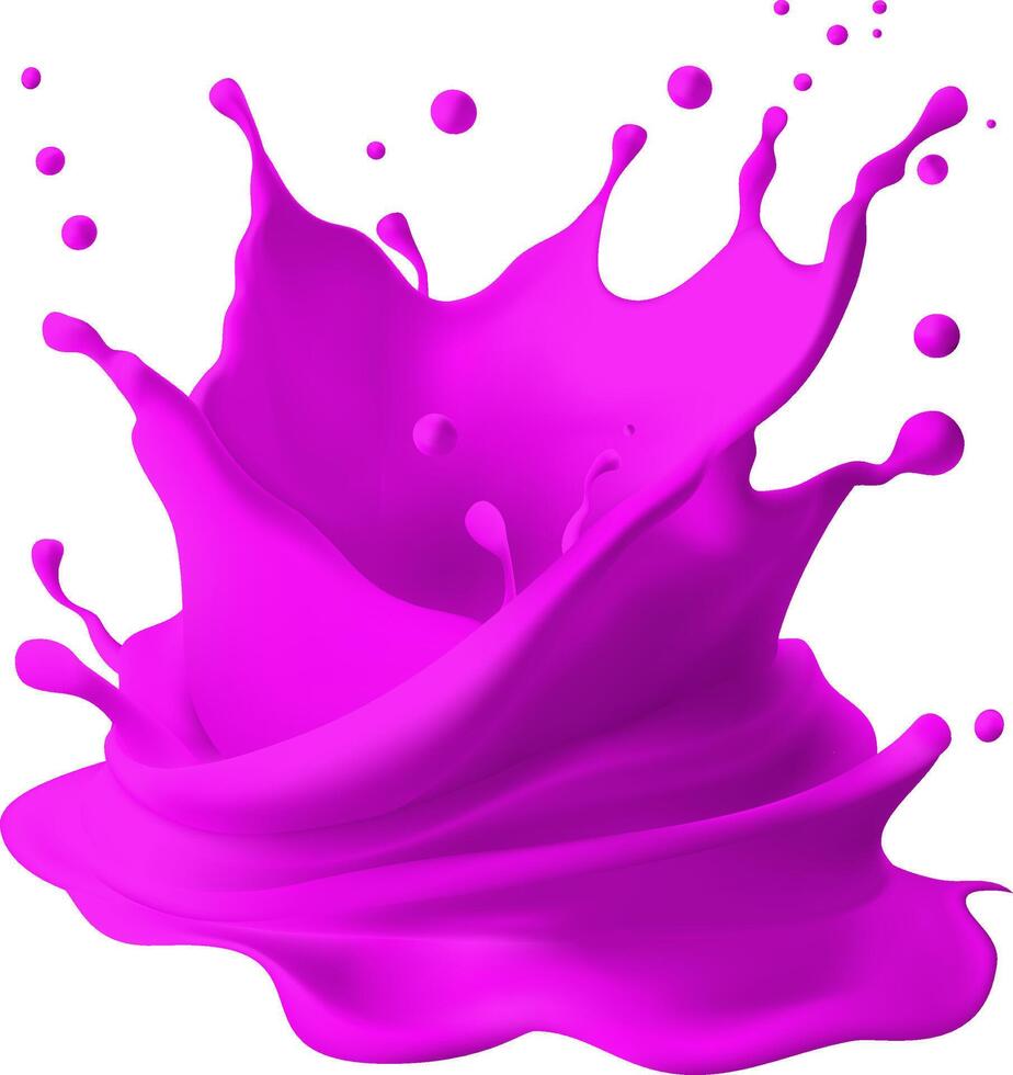 Pink paint splash isolated on white background. Realistic vector