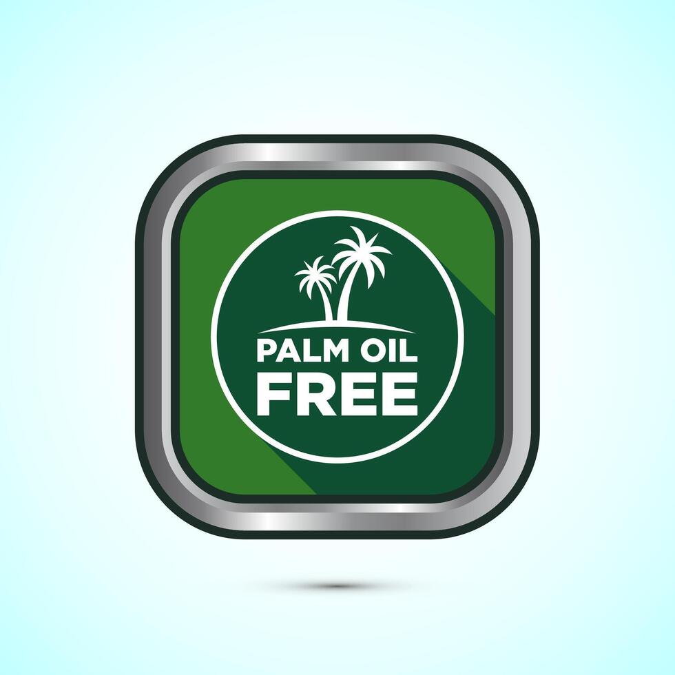 Palm oil free icon design illustration, No palm oil sign, healthy organic food, Green color shadow button design vector