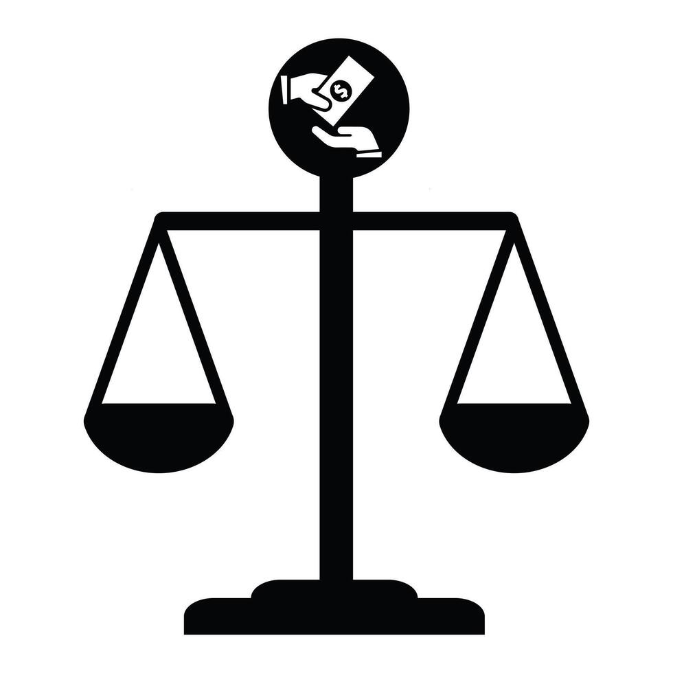 flat design about money to bribe justice on white background Suitable for legal design needs vector