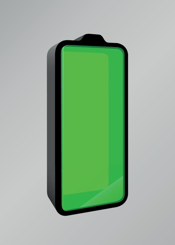 Electric battery with green charge level on white background vector