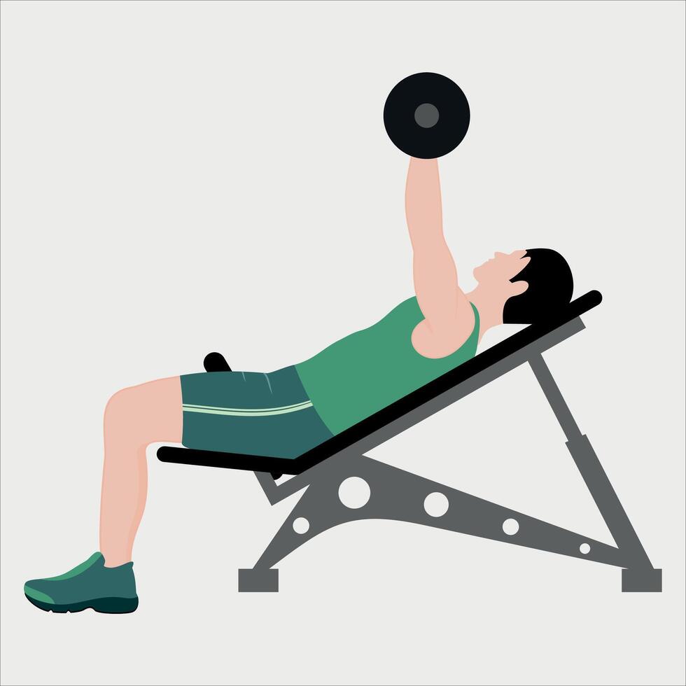 bodybuilder on bench with barbell and dumbbells isolated on white background vector
