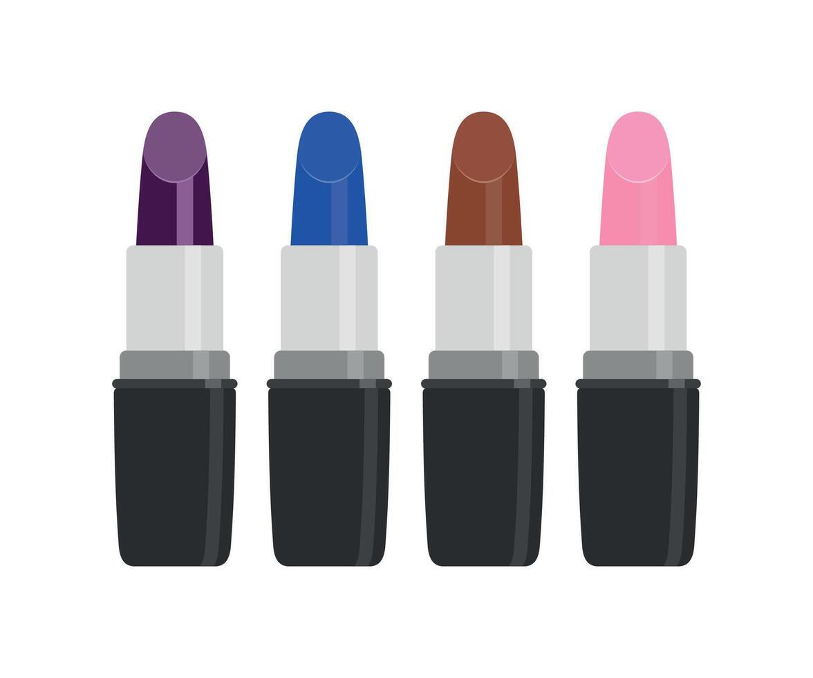 colored lipstick set icon for makeup on white background vector