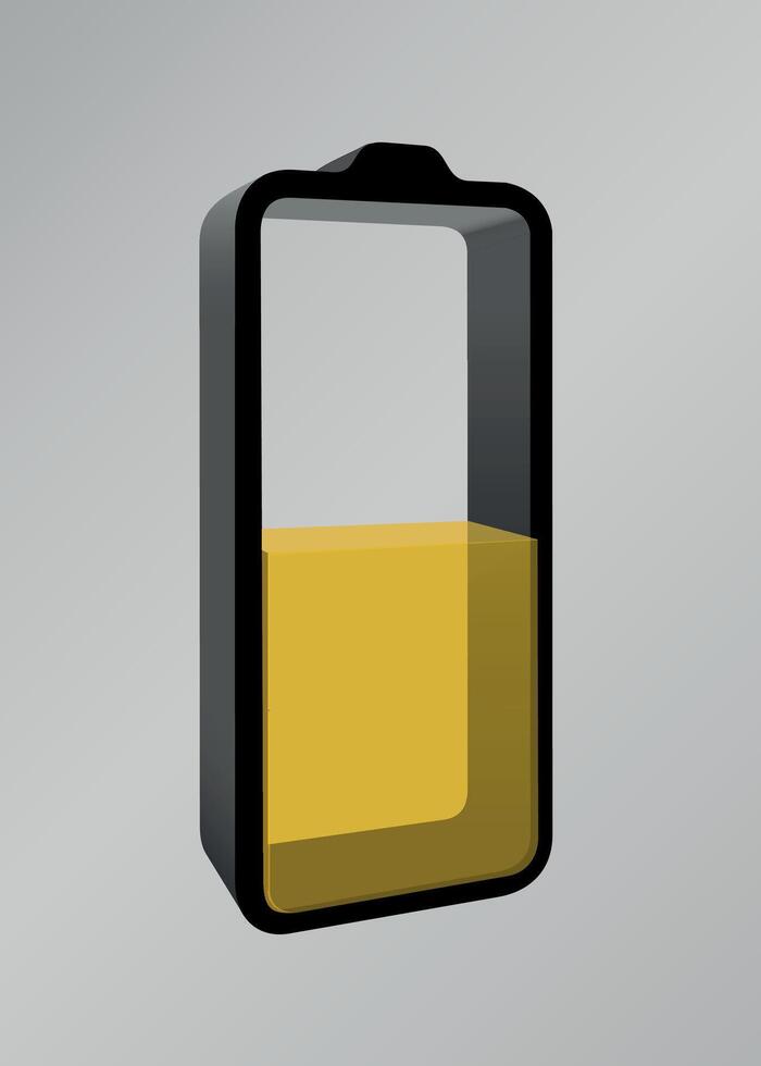 Electric battery with yellow charge level on white background vector
