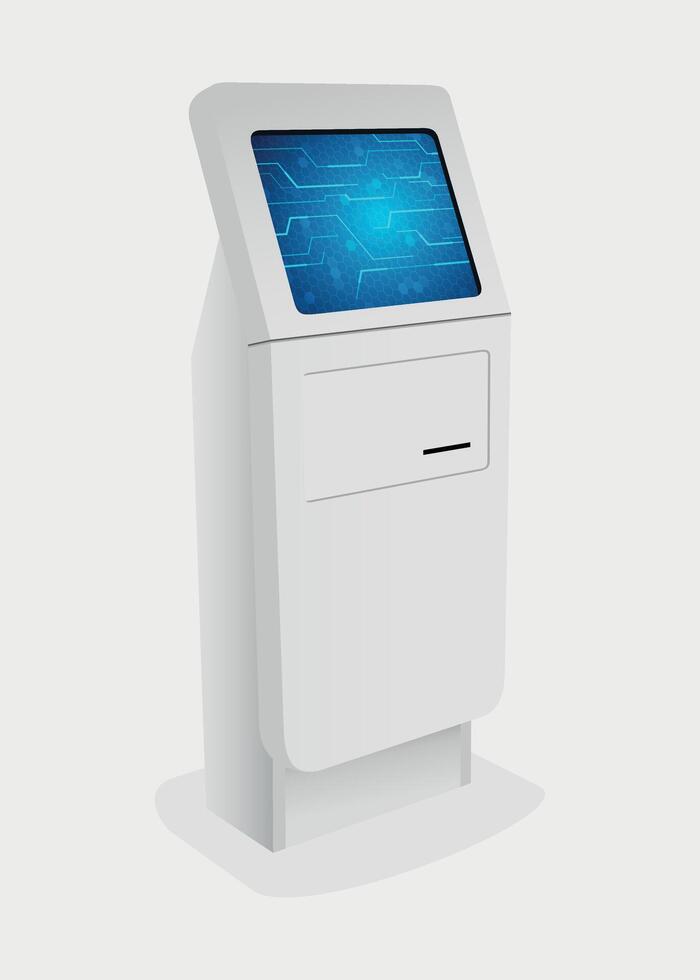 detailed white atm information stele kiosk on white background vector
