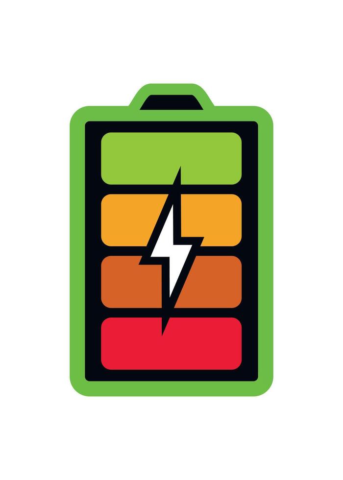 colored battery icon with charge indicator isolated on white background vector