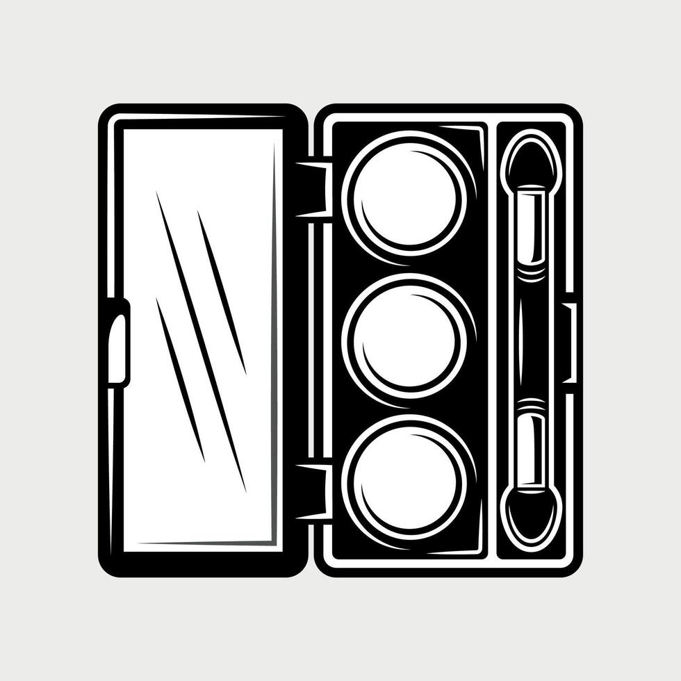 black and white eyeshadow palette icon on white background vector