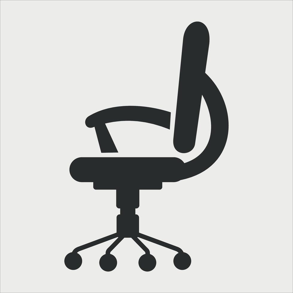 black and white icon of office chair with back on white background vector