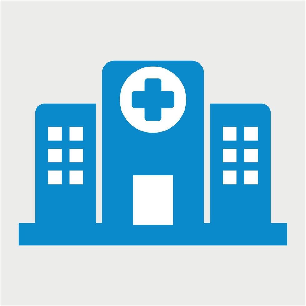 blue hospital building icon on white background vector