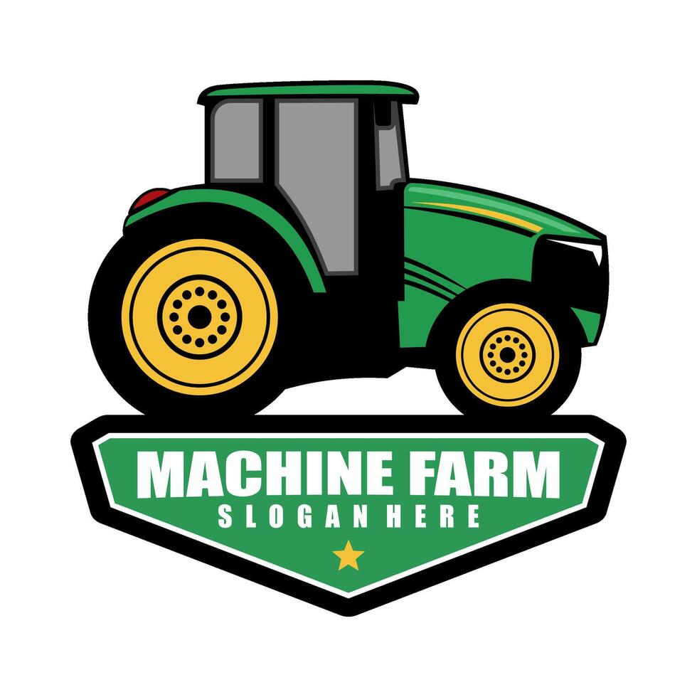 tractor machine farm logo design vector