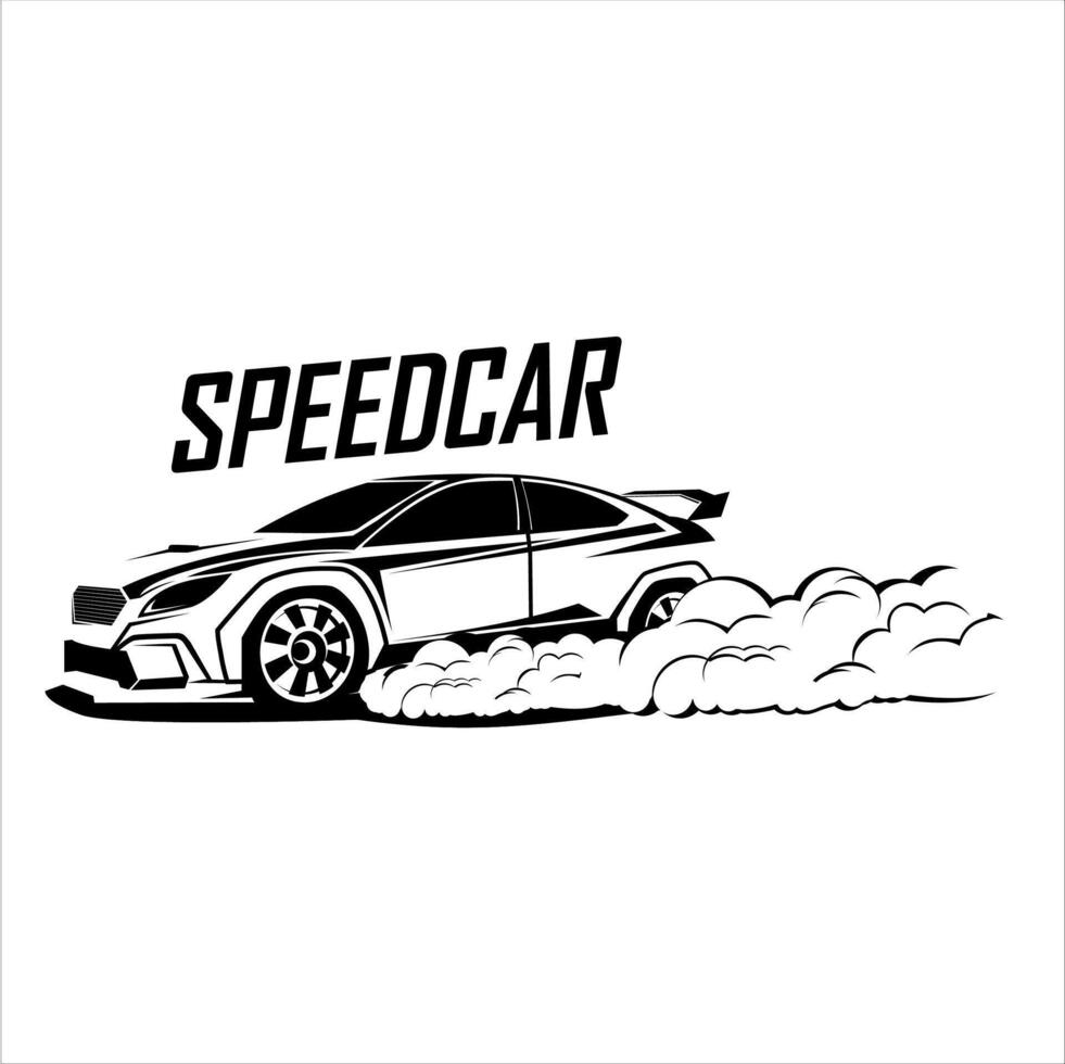speed car black and white logo design concept art vector