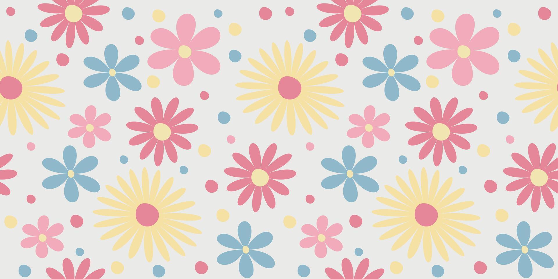 Summer pattern with flowers in pastel colors on a light background vector