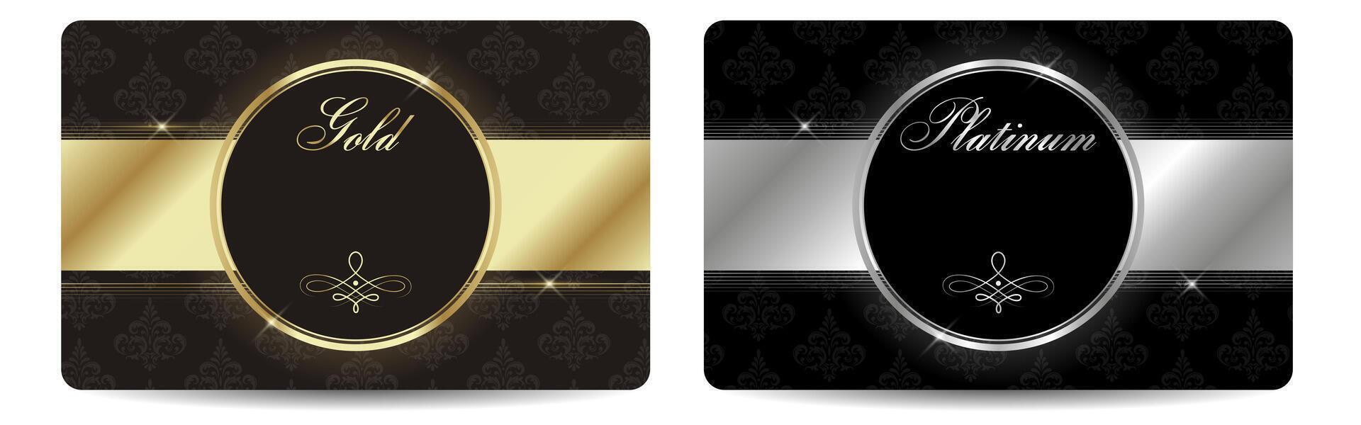 Set of two VIP cards, gold and platinum vector