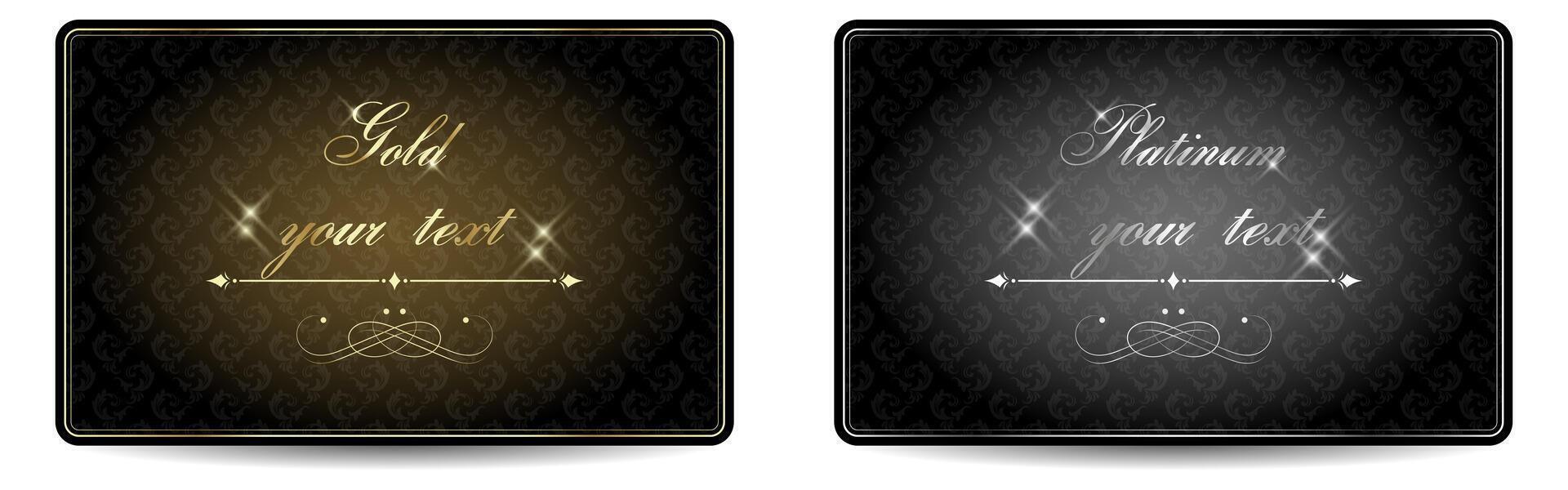 Set of two VIP cards, platinum and gold vector