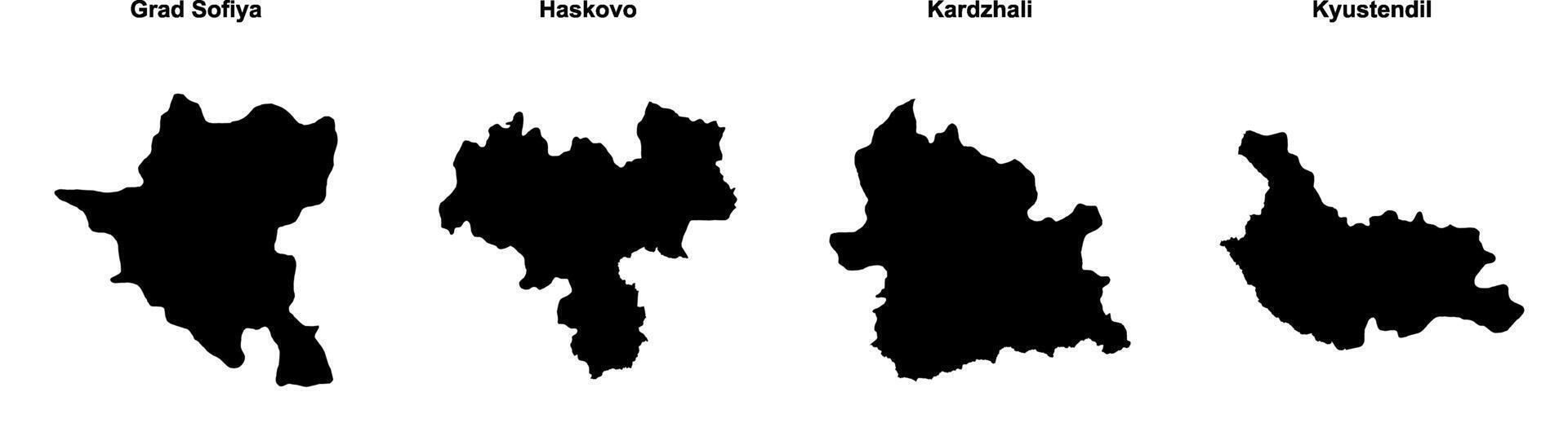 Grad Sofiya, Haskovo, Kardzhali, Kyustendil outline maps vector