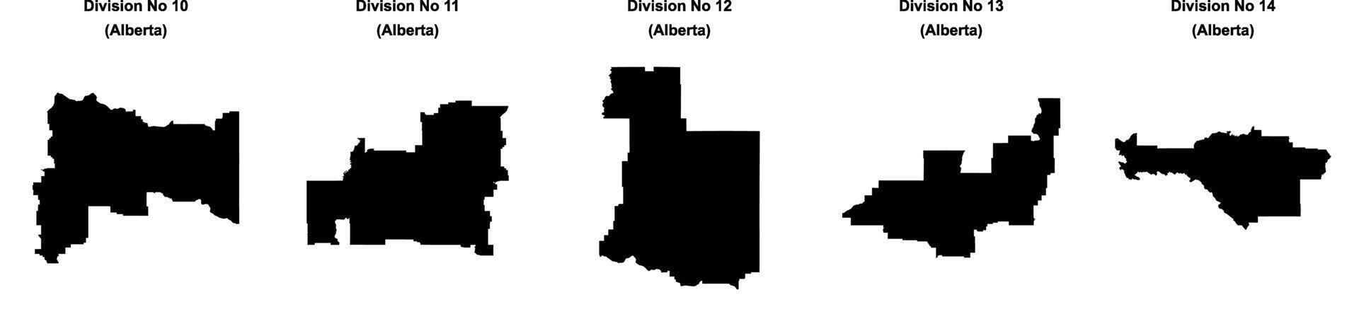 Division No 10, Division No 11, Division No 12, Division No 13, Division No 14 outline maps vector
