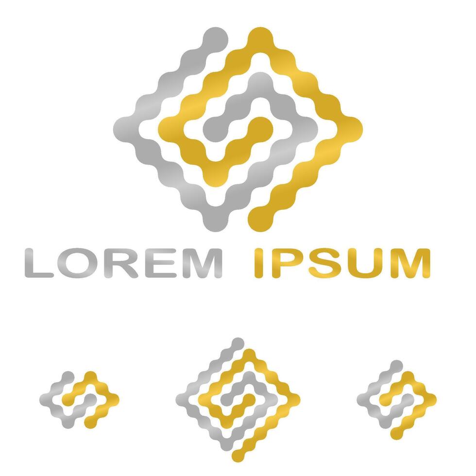 Golden silver technology company symbol set vector