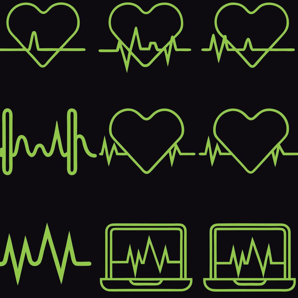 ECG Waves and Heart Rhythm Graph in a Minimalist Medical Design vector