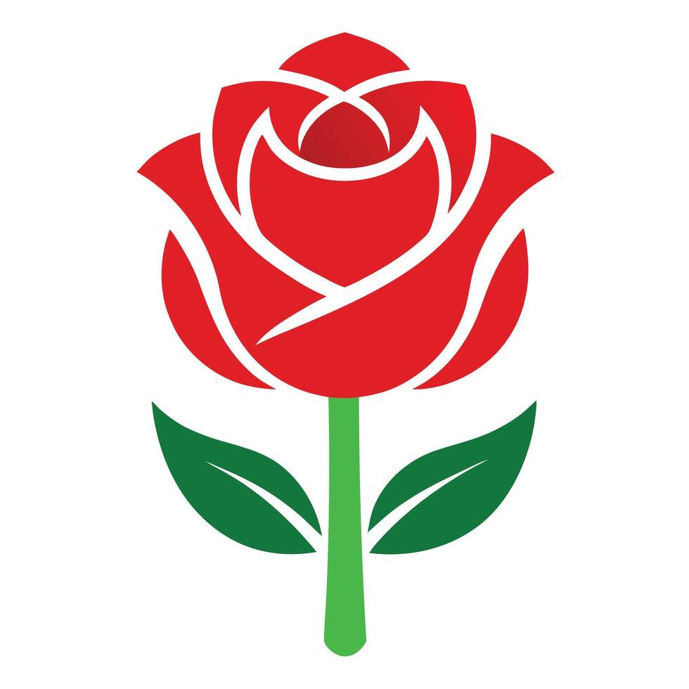 Red Rose Illustration with Stylized Floral Design in Bold Colors vector