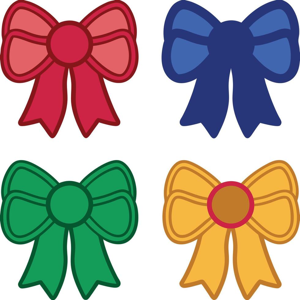 Colorful Cartoon Bows in Red, Blue, Green, and Yellow for Fun Designs vector