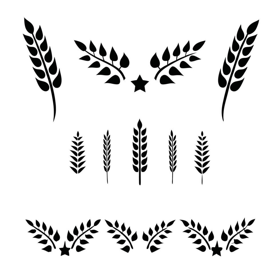 Black and White Illustration of Botanical Elements in Line Art vector