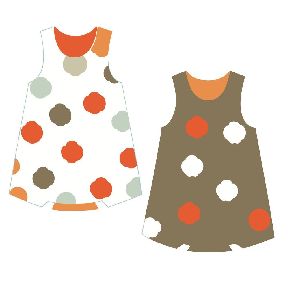 Two baby dresses with polka dots on them vector