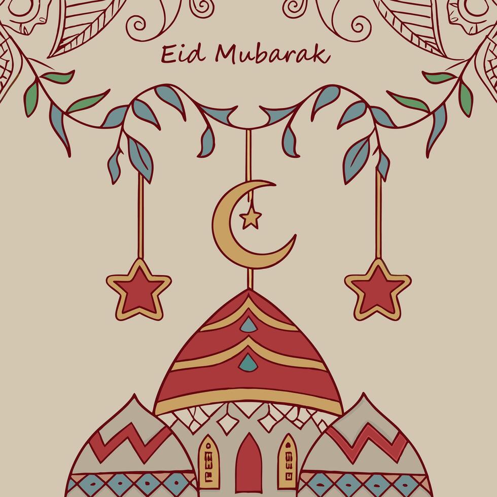 Minimalist Eid Mubarak Card vector