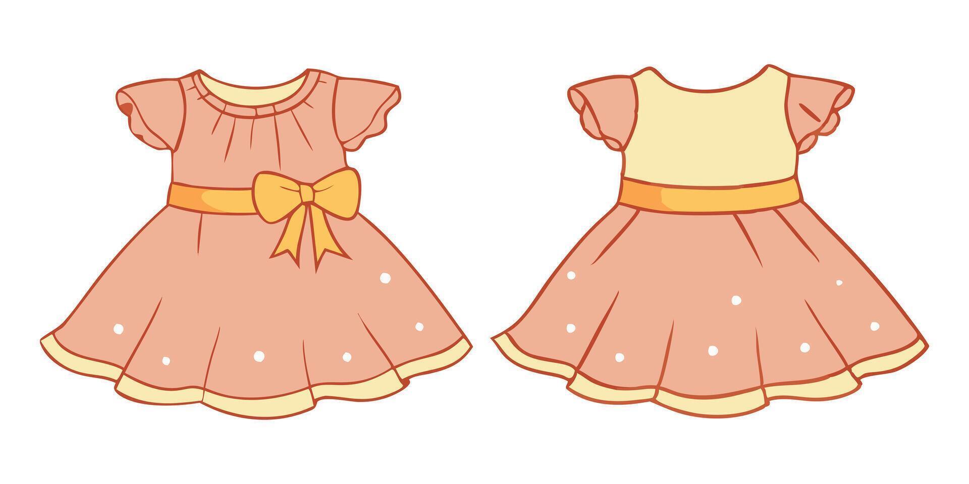 A dress with a bow and a bow on the back vector