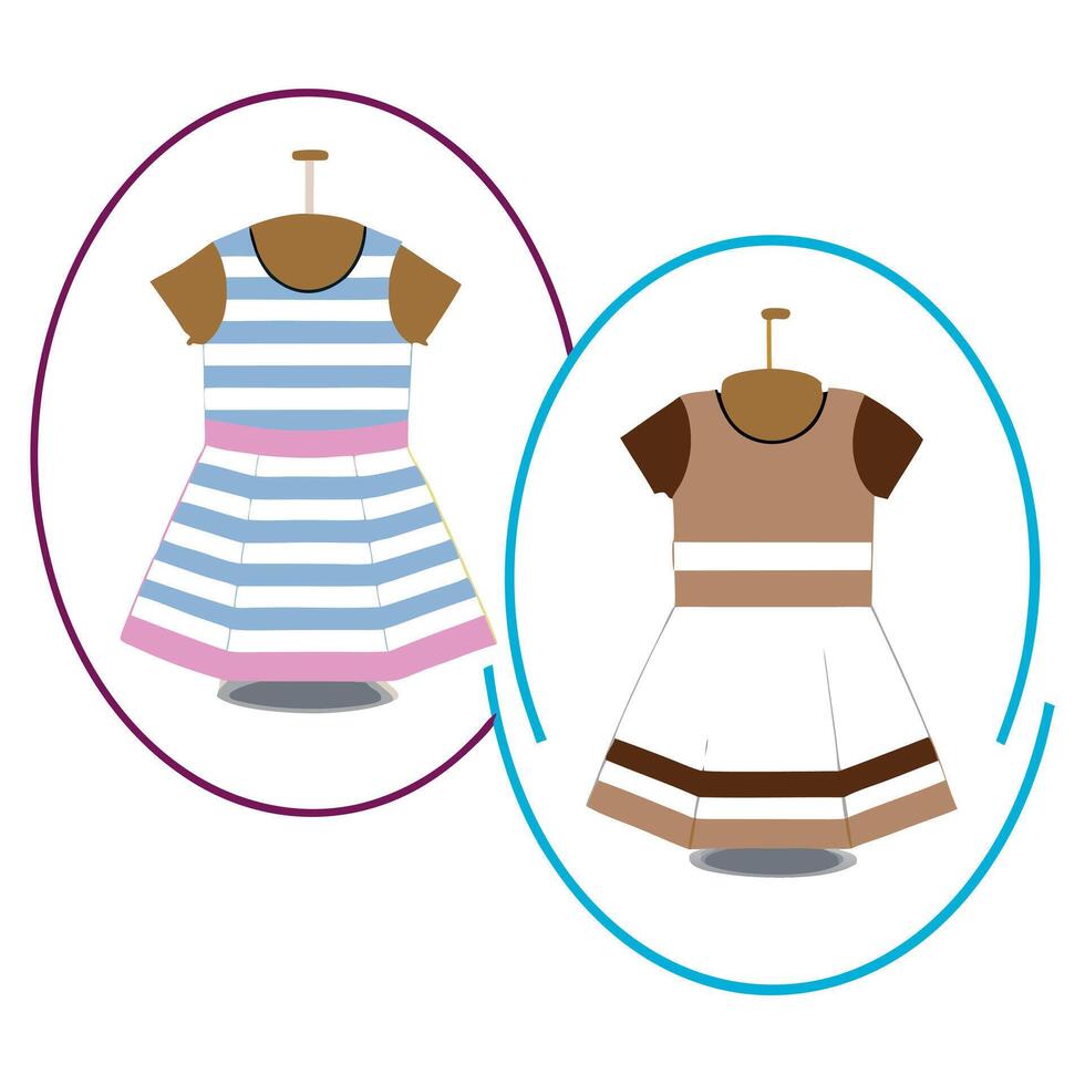 Two dresses with hanger on a white background vector
