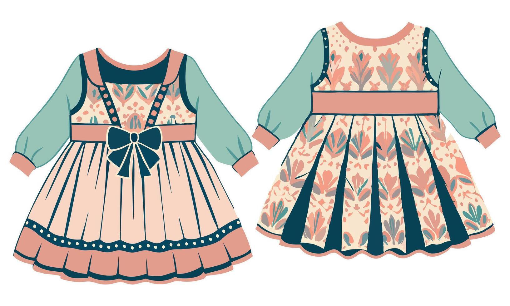 Two dresses with bows on them vector
