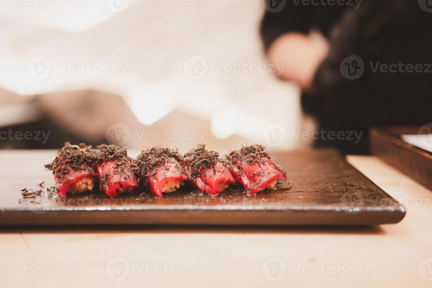 Tuna sushi with truffle. photo