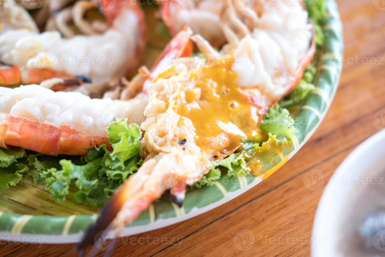 Head of the river Thai shrimp is greasy photo