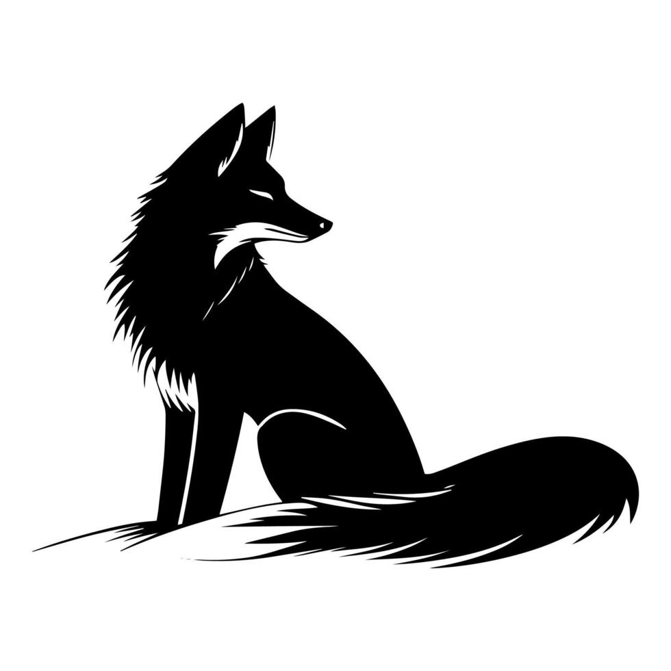 black fox illustration vector