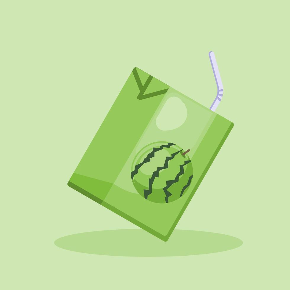 Flat illustration watermelon juice, summer fresh fruit vector