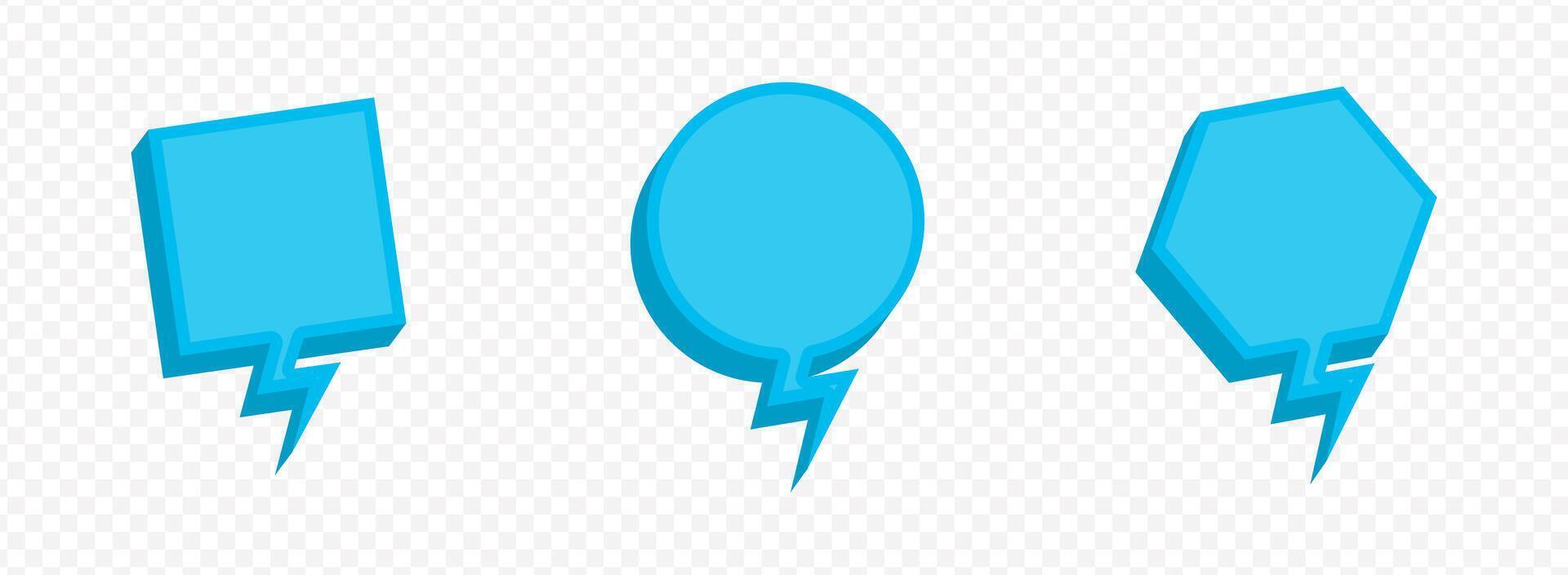 a three blue speech bubbles without the word vector