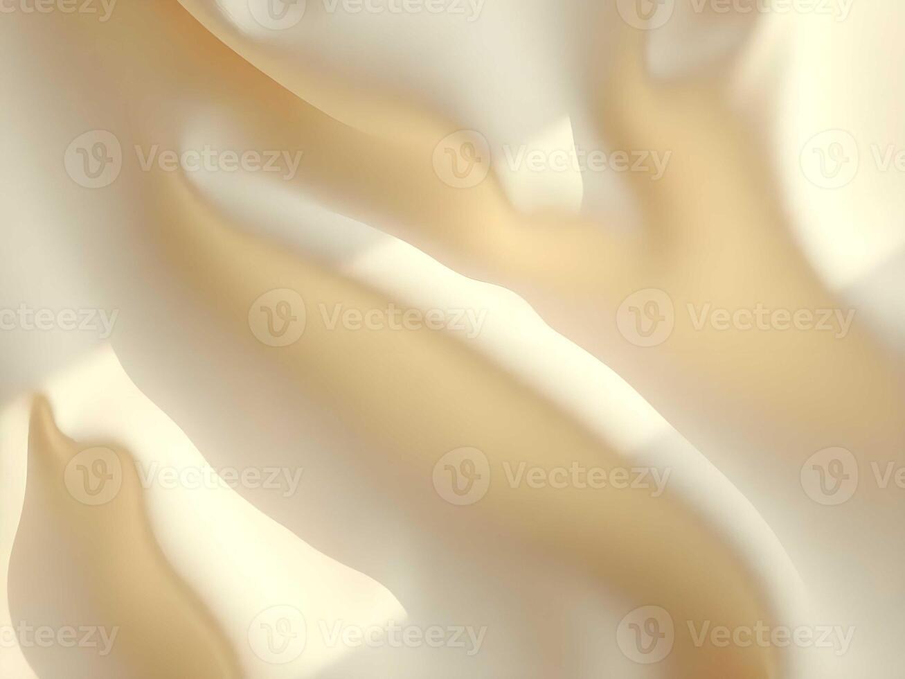 Luxurious cream silk fabric drapes elegantly in soft waves, creating gentle folds with delicate shadows across the smooth, flowing textile surface photo