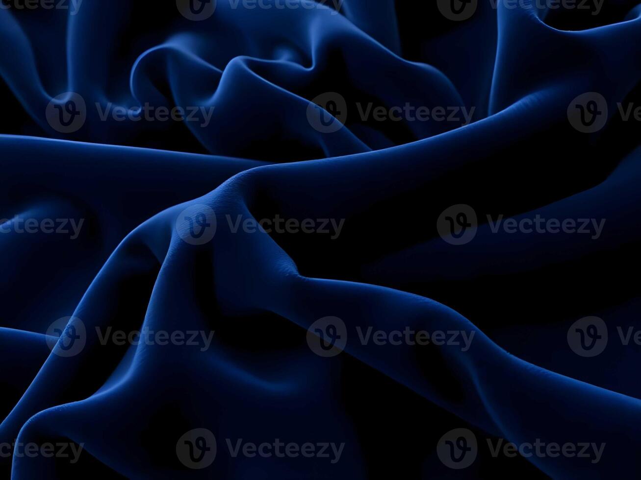 Shimmering blue satin flows like ocean waves, creating a luxurious, elegant, and deep glow with smooth folds. Ai photo