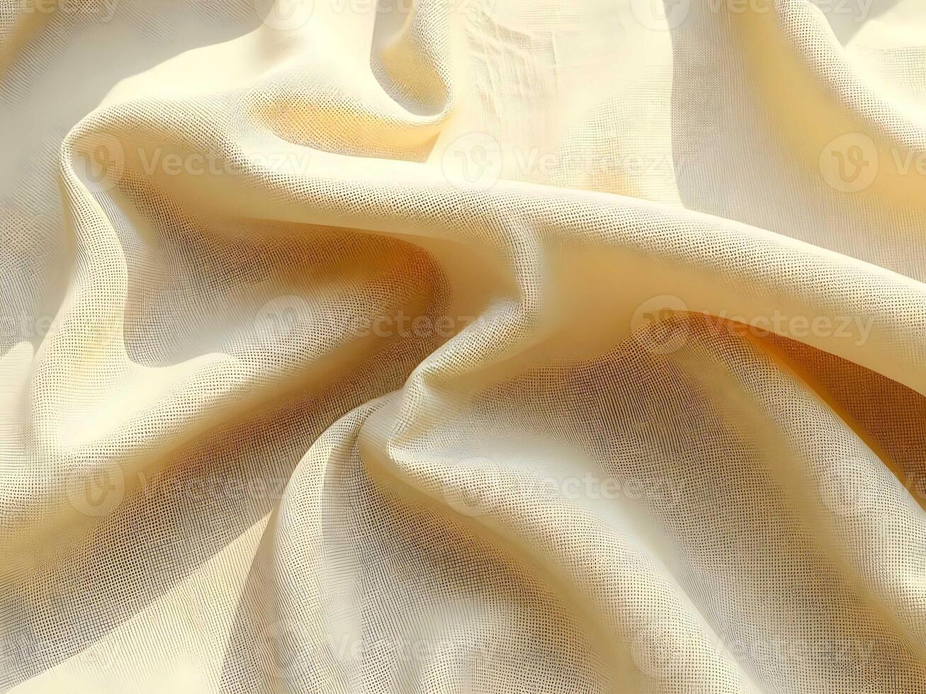 Abstract ink splashes on cream fabric, featuring bold black spots, fluid drips, and dynamic wrinkled texture. photo