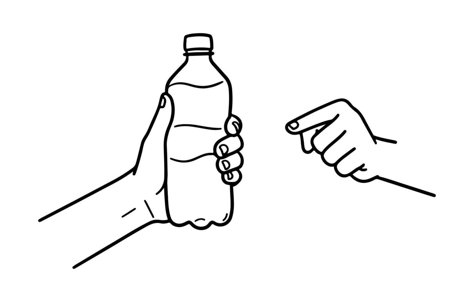 Hand holding a water bottle icon. A simplified illustration that can be used on digital platforms and apps. Designed on a white background. vector