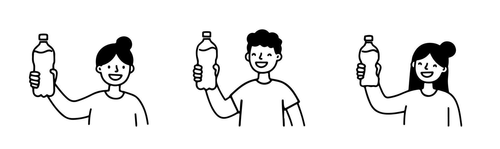 Iconic drawing showing people drinking water in an aesthetic and meaningful way. vector
