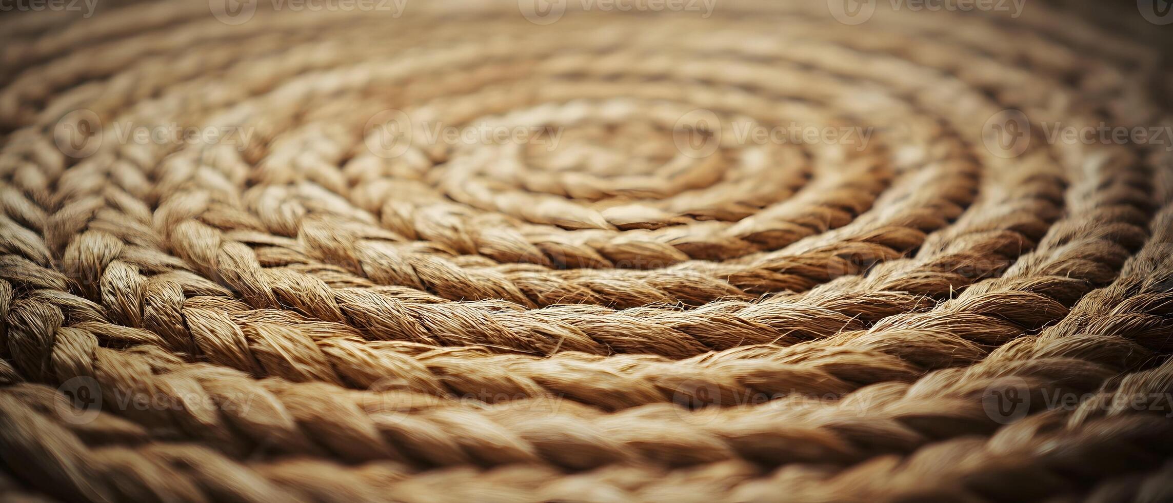 Close-up of woven sisal rug with intricate organic patterns and rough textures photo