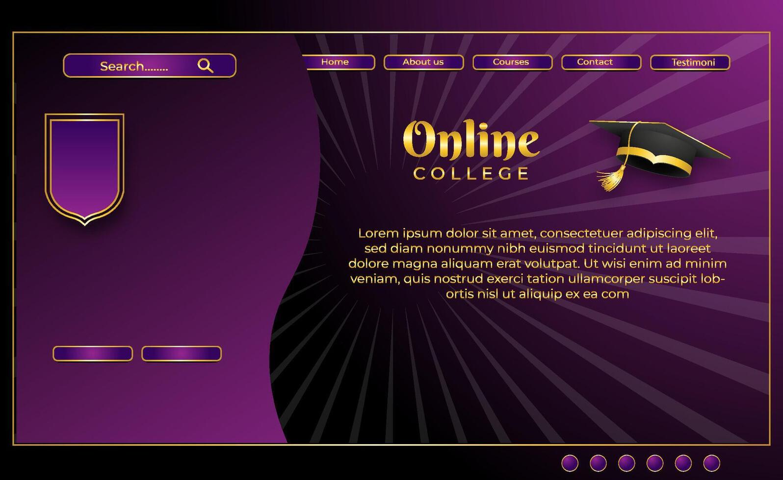 website template online college gold and purple background vector