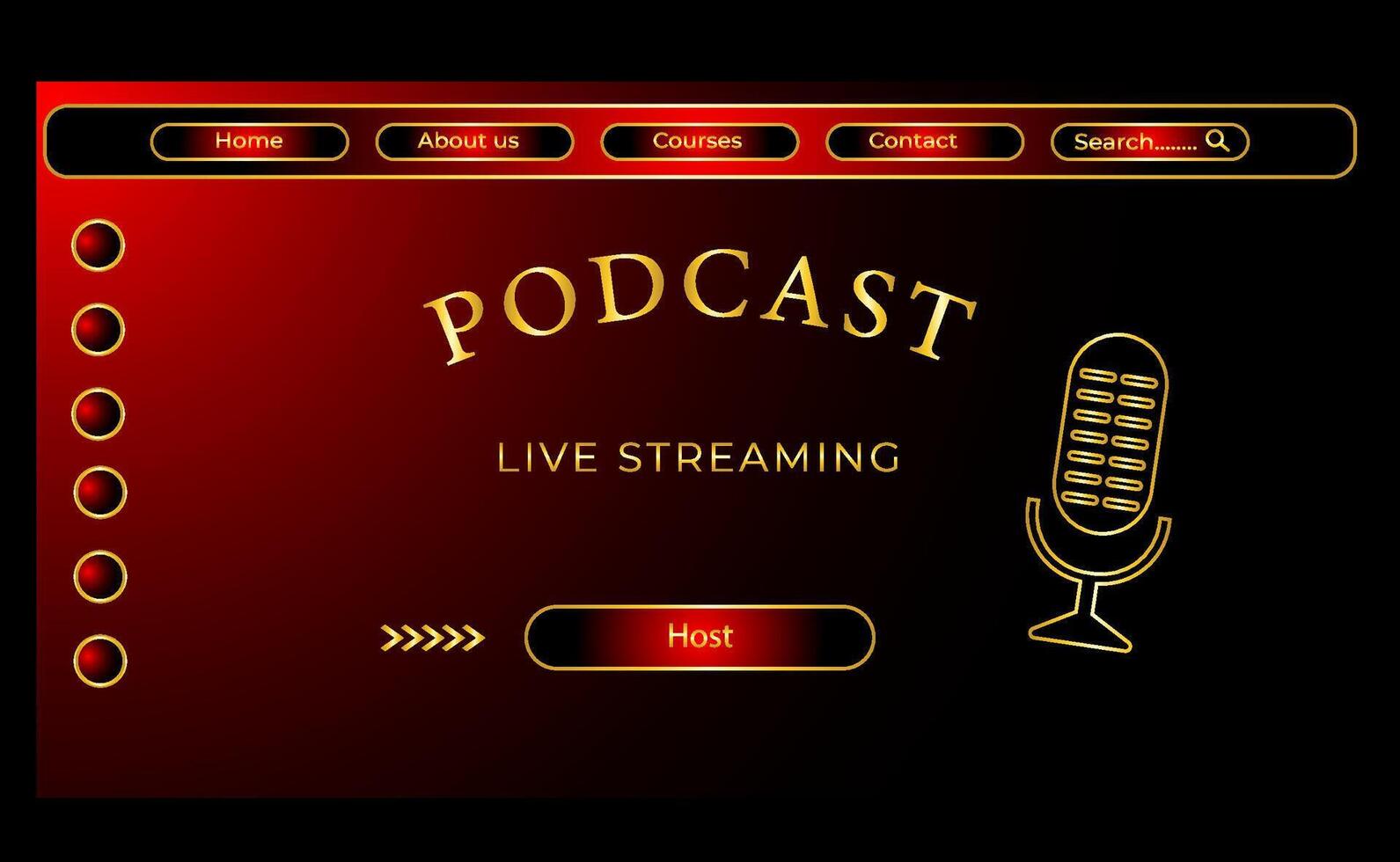 podcast live streaming website template vector