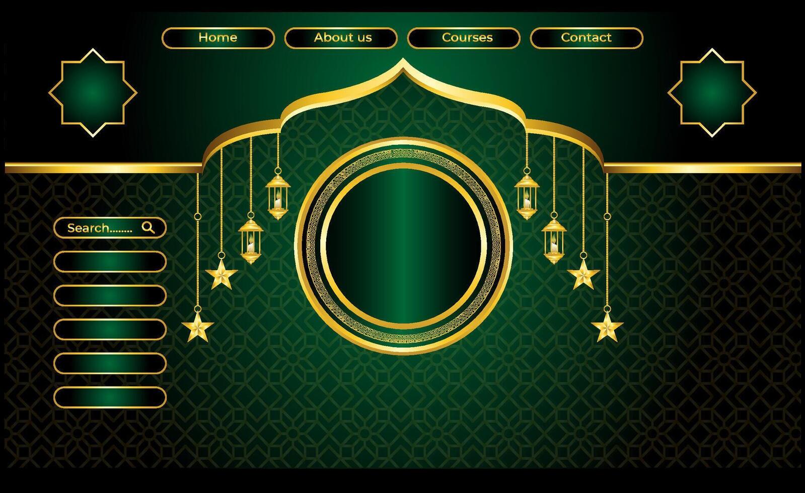 luxury gold islamic web design template vector