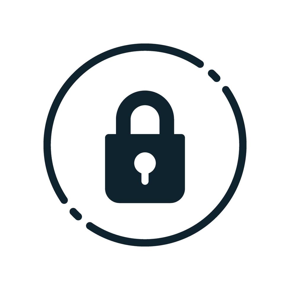 Design Illustration graphic of padlock icon with glyph style. Suitable for UI, mobile design, web design, etc. vector