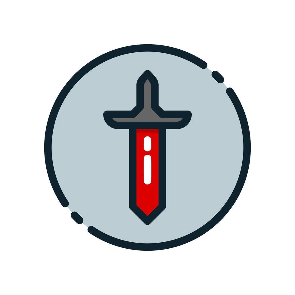 Design Illustration graphic of sword icon with colored line style. Suitable for UI, mobile design, web design, etc. vector