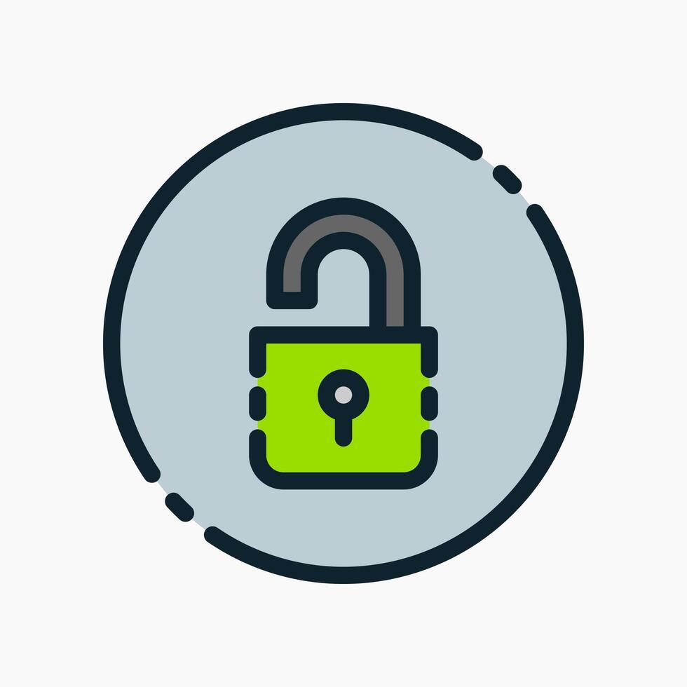 Design Illustration graphic of open padlock icon with colored line style. Suitable for UI, mobile design, web design, etc. vector