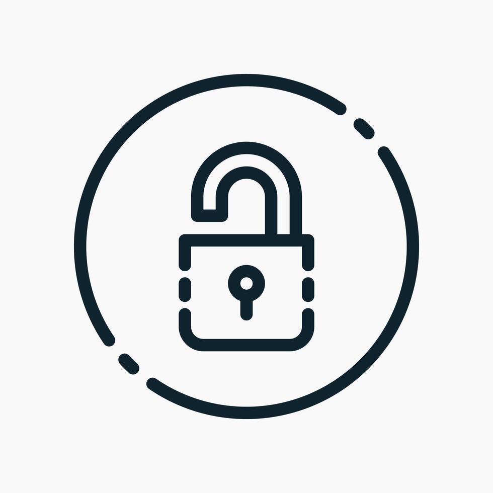 Design Illustration graphic of open padlock icon with line style. Suitable for UI, mobile design, web design, etc. vector