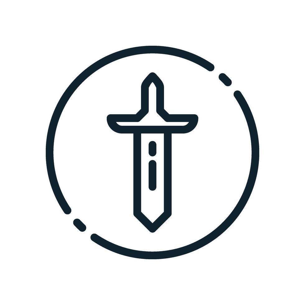 Design Illustration graphic of sword icon with line style. Suitable for UI, mobile design, web design, etc. vector