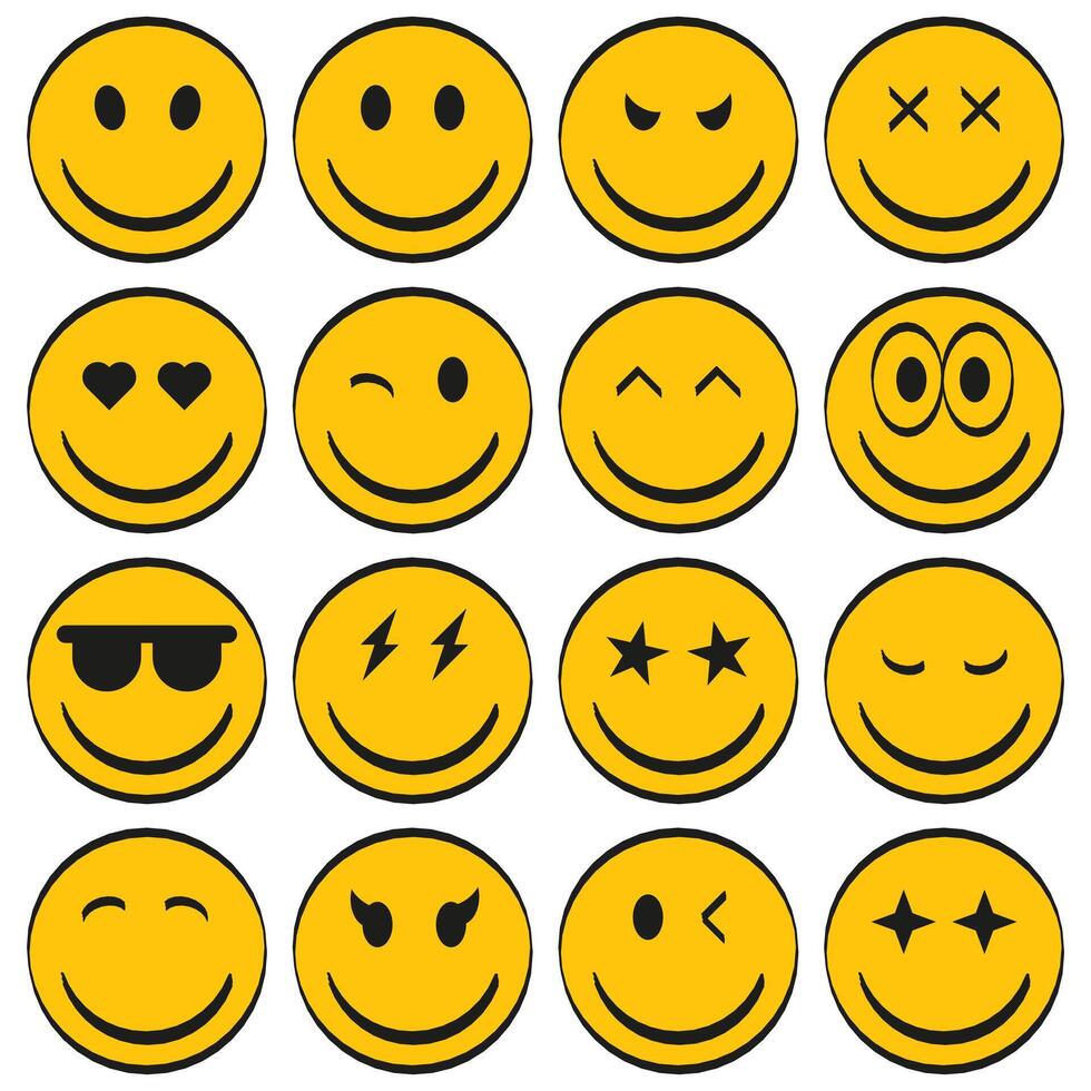 Emotional emoticons. Set of emoticon icons. Different emotions. vector