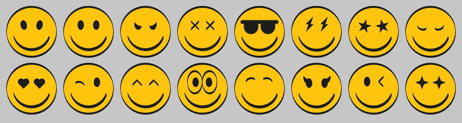 Emoticons showing different emotions. Set of emoticon icons. Different emotions. vector